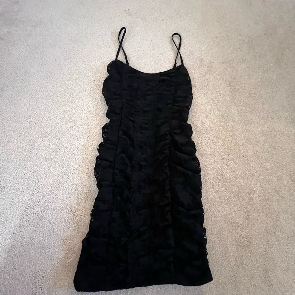 Urban Outfitters Black Ruched Bodycon Mini Dress